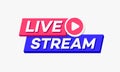 Vector live stream logo bold 3d style with play button