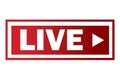 Vector live stream logo. Red Live button. Live broadcast sign. Online broadcasting symbol. Stock image Royalty Free Stock Photo
