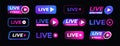 Vector live streaming icon set neon style Royalty Free Stock Photo