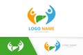 Vector liver and family logo combination. Human organ and people logotype design template.