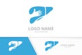 Vector liver and hand logo combination. Unique organ and vote logotype design template.
