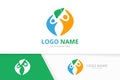 Vector liver and human logo combination. Unique internal organ logotype design template.