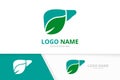Vector liver and leaf logo combination. Organic internal organ logotype design template.