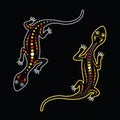 Vector lizard. Aboriginal art lizard illustration