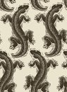 Vector lizards wrapping paper, seamless pattern with reptiles, a