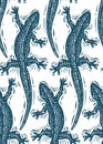 Vector lizards wrapping paper, seamless pattern with reptiles, a