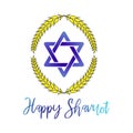 Vector llustration for Jewish holiday of Savuot.Wheat logo white background. Concept of Judaic holiday Shavuot.Happy