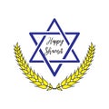 Vector llustration for Jewish holiday of Savuot.Wheat logo white background. Concept of Judaic holiday Shavuot.Happy