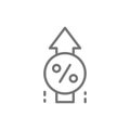 Vector loan interest rate increase line icon.