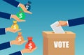 Vector of a lobbyist buying election vote