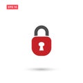 Vector lock icon symbol and security with red color