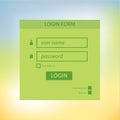 Vector login form template. Modern neutral colors and square blu