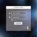 Vector login form template. Modern neutral colors and square blu