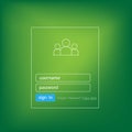Vector login form ui element on green background