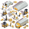 Vector logistic and delivery isometric icons Royalty Free Stock Photo