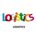 Vector logistics.Broken colorful text and word