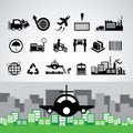 Logistics export icon set