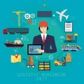 Vector logistics manager agent concept. Delivery cargo vector service illustration Royalty Free Stock Photo