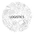 Vector Logistics pattern with word. Logistics background