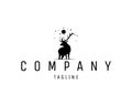 Vector logo with abstract deer and moon image isolated on white background Royalty Free Stock Photo