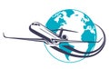 Vector Logo Airplane And The Planet Earth