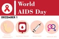 vector logo background aids poster red ribbon international world aids day illustration