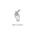 Vector logo, badge and icon for charity and volunteer concepts. Welfare organization sign design. Symbol of volunteer
