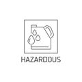 Vector logo, badge and icon for hazardous waste. Toxic product sign design. Symbol of sorting garbages