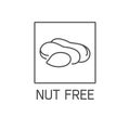 Vector logo, badge and icon for natural and organic products free from allergens ingredient. Nut free.