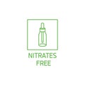 Vector logo, badge and icon for natural and organic products. Nitrates free sign design. Symbol of healthy product.