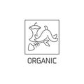 Vector logo, badge and icon for natural and organic waste. Biodegradable product sign design. Symbol of sorting garbages
