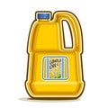 Vector logo big yellow plastic Bottle with Canola Oil Royalty Free Stock Photo