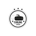 Vector logo in black on a white background with the image of a curling sports equipment Royalty Free Stock Photo