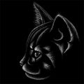 The Vector logo cat for tattoo or T-shirt design or outwear. Cute print style cat background. This drawing would be nice to make