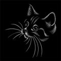 The Vector logo cat for tattoo or T-shirt design or outwear. Cute print style cat background. This hand drawing would be nice to