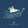 Vector logo for a cleaning service with car