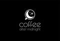 Vector logo Coffee after midnight. Moon and stars in a cup. Design for coffee products, cafes, restaurants