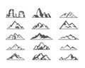 vector logo collection of rocky snow mountains