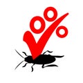 Vector logo for the company for the destruction of insects with a warranty. Exterminator or pest control, red and black Sign. Royalty Free Stock Photo