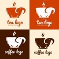 Vector logo of cup mug shaped elephant silhouette for coffee tea cafe.