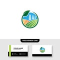 Vector logo design for agriculture, agronomy, rural country farming field, natural harvest