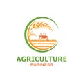 Vector logo design for agriculture, agronomy, wheat farm, rural country farming field, natural harvest Royalty Free Stock Photo