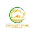 Vector logo design for agriculture, agronomy, wheat farm, rural country farming field, natural harvest Royalty Free Stock Photo