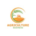 Vector logo design for agriculture, agronomy, wheat farm, rural country farming field, natural harvest Royalty Free Stock Photo