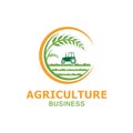 Vector logo design for agriculture, agronomy, wheat farm, rural country farming field, natural harvest Royalty Free Stock Photo