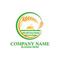 Vector logo design for agriculture, agronomy, wheat farm, rural country farming field, natural harvest Royalty Free Stock Photo