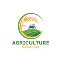 Vector logo design for agriculture, agronomy, wheat farm, rural country farming field, natural harvest Royalty Free Stock Photo