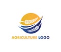 Vector logo design for agriculture, agronomy, wheat farm, rural country farming field, natural harvest Royalty Free Stock Photo