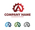 Vector logo design for automotive business, technical industry, car maintenance, smart idea engine,