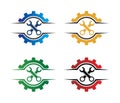 Vector logo design for automotive business, technical industry, car maintenance, smart idea engine,